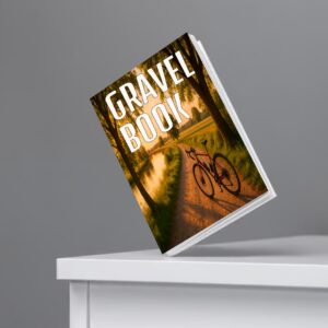 Buchtitelseite mit einem gravelbike auf dem Cover